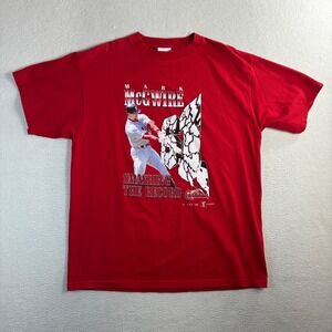 Vintage 1998 Mark McGwire St Louis Cardinals T Shirt Mens XL Red Home Run Record